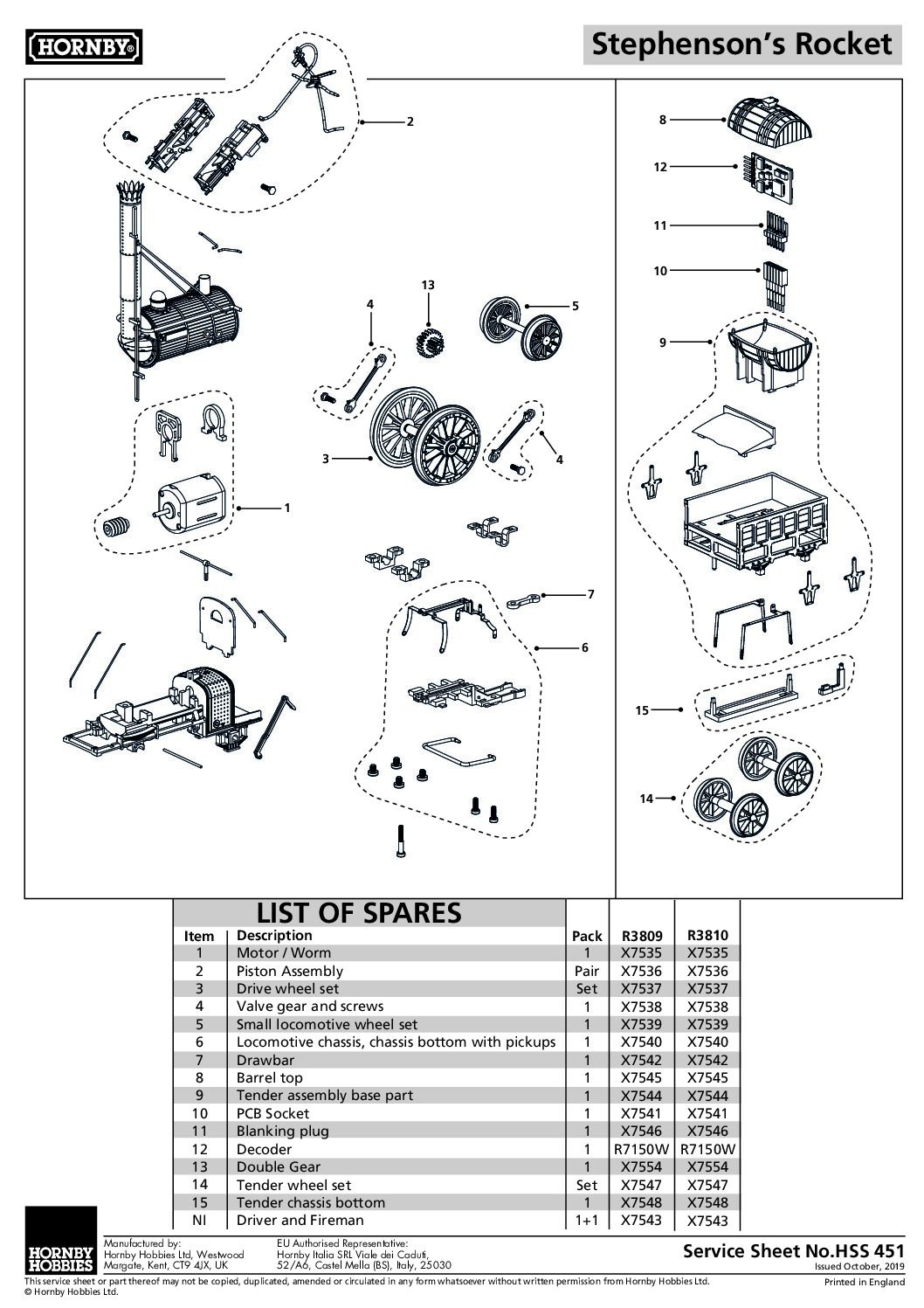 Hornby Spares - Coupling Pack - Stephenson’s Rocket