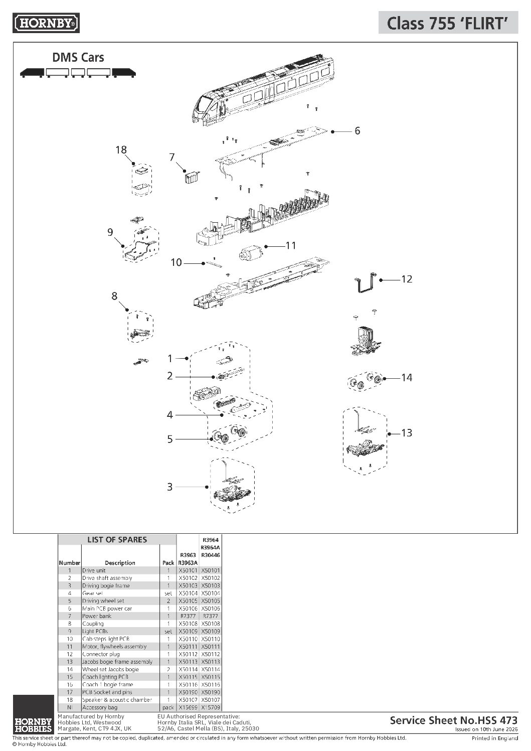 Hornby Spares - Cab Steps Light PCB - Class 755 (Flirt)