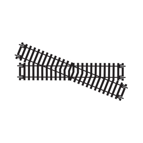 R615 If you are after a railway crossing piece to mix up your layout a bit then the Diamond Crossing - Right Hand track will do just that!It has a length of 168mm x 181mm and angle of 22.5°. For parallel tracks use with 22.5° section curve or point.